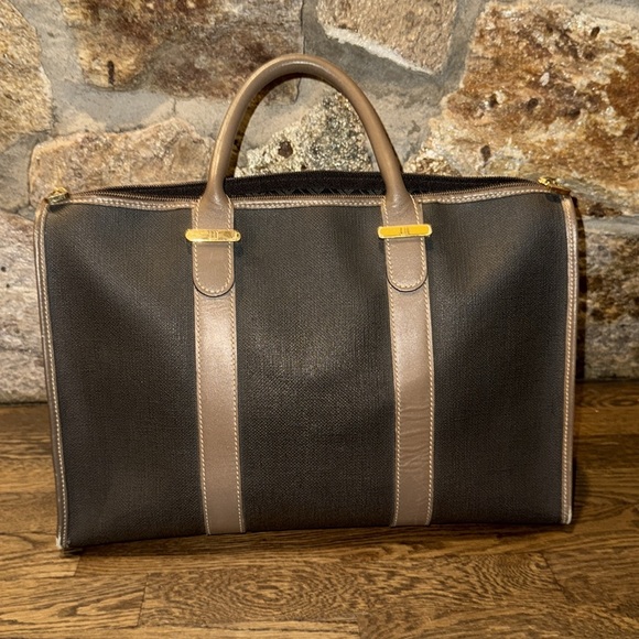 dunhill Boston Bag Leather Brown Gold Auth nice business bag fits laptop/ iPad - Picture 16 of 16